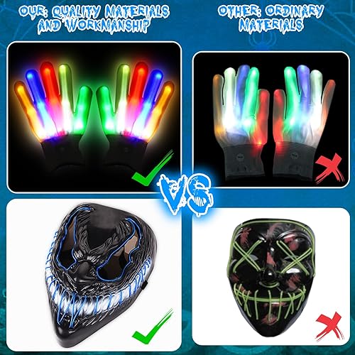 Miniatura 3 de Neragron Máscara LED de Halloween, máscara de luz de neón, máscara de luz aterradora con 3 modos de iluminación para cosplay, disfraz de carnaval
