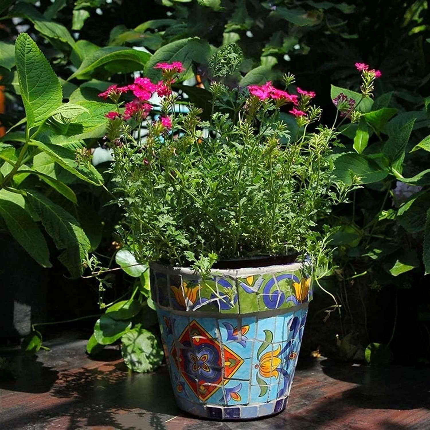 Handmade Ceramic Plant Pot with Drainage Hole & Saucer, Decorative Round Indoor Outdoor Flower Planter for Succulents, Cactus, Unique Home Office Garden Decor