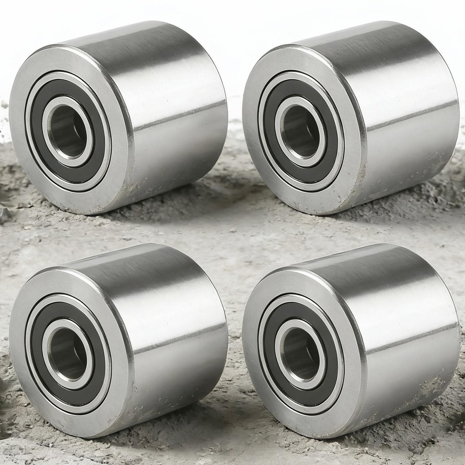 4 Roues de Transpalette en Acier 80 x 70 mm, Axe de 20 mm Roulements à Billes Capacité de Charge de 1500 kg pour Béton et Terrains Accidentés