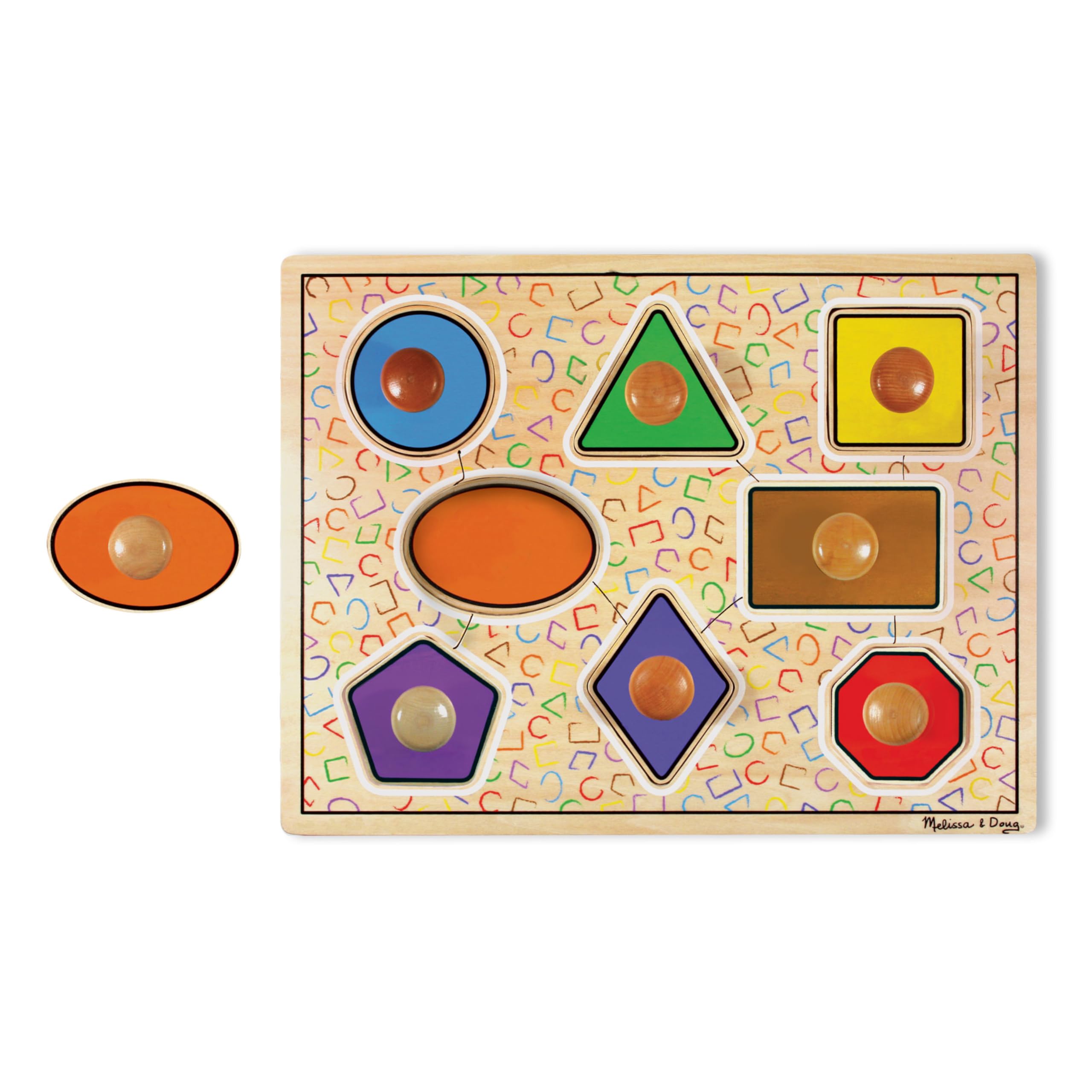 Melissa & Doug Puzzle À Gros Boutons en Bois - Formes Géométriques,Cadeau pour Enfants de 2 3 4 Ans,Jouet en Bois Montessori, Jouets d'éveil et 1er âge, Jouets d'activité et de développement