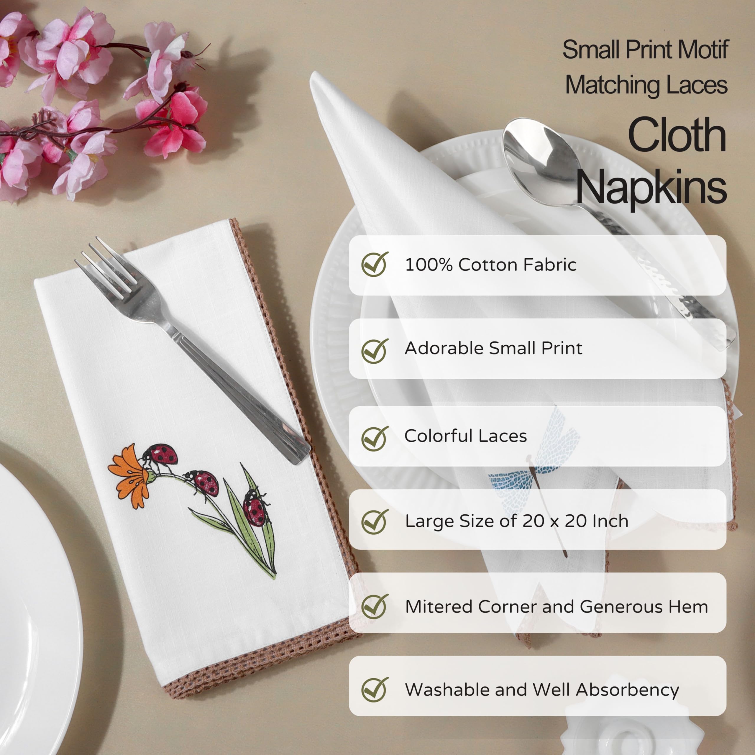 FINGERCRAFT Lot de 12 serviettes de table en tissu, en lin mélangé de coton, pour dîner, coins mitrés, parfaites pour les fêtes, dîners, mariages, cocktails, Noël, Pâques, 20 x 20 cm