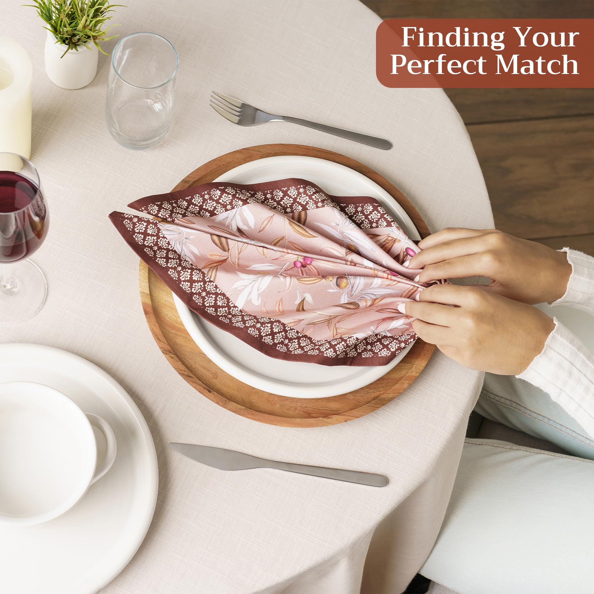 Image secondaire de Lot de 4 Serviettes de Table Carrées en Coton - Maison d'Hermine