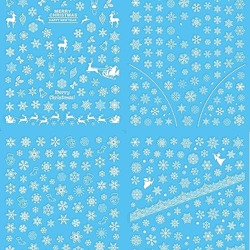 Miniatura 3 de Calcomanías de arte de uñas de copo de nieve, 8 hojas de calcomanías de uñas de copo de nieve de Navidad 3D, autoadhesivas con temática de invierno,
