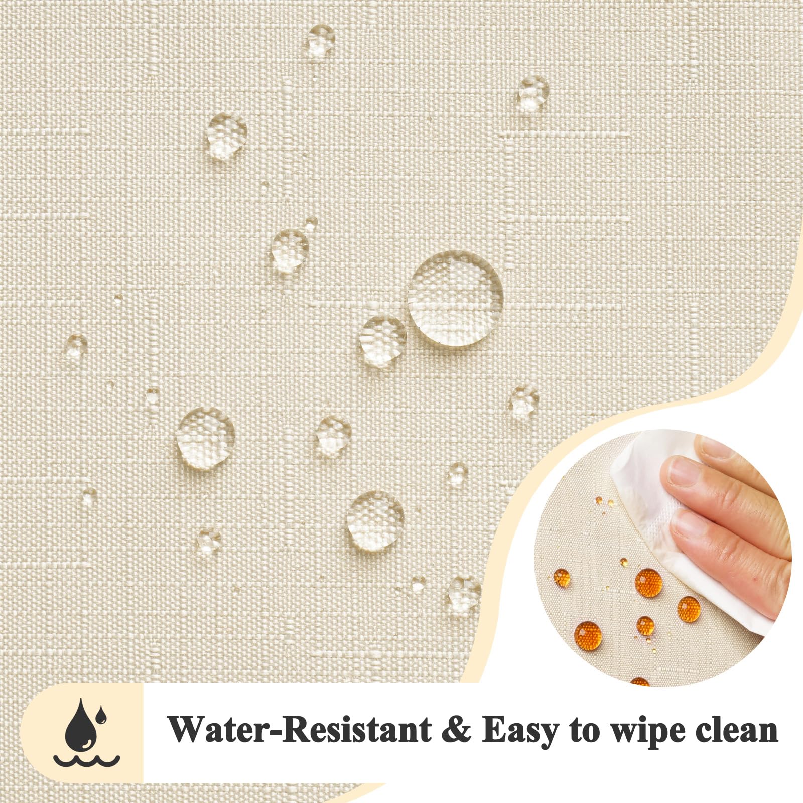 AooHome Tablecloth 80X80cm, Beige Faux Linen Tablecloths Washable Polyester Tablecloth Water-repellent with Lotus Effect - Image 3