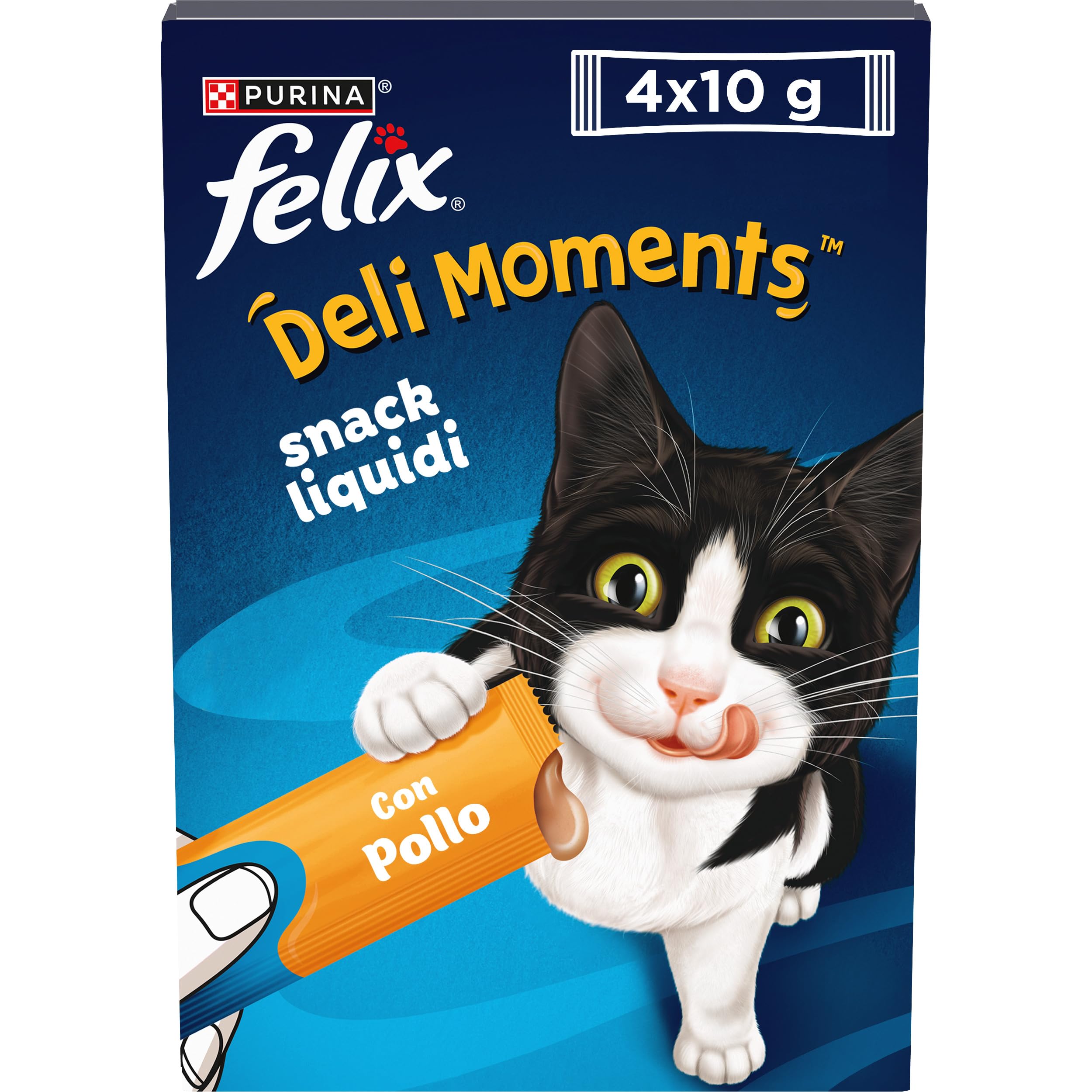 Felix Deli Moments Snack Liquidi per Gatti Adulti con Pollo 44 Confezioni da 10g