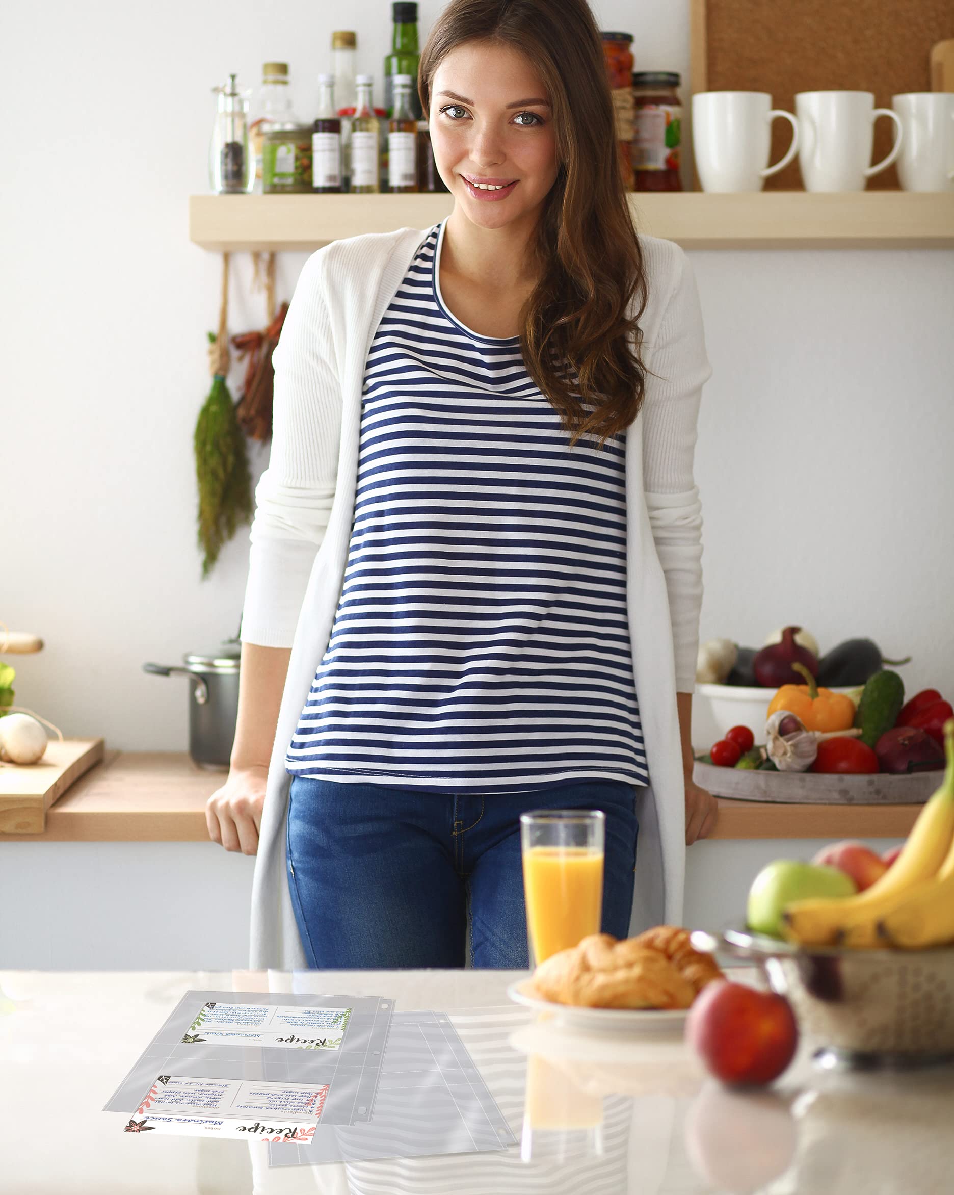 Better Kitchen Products Recipe Card Protective Sheets for 4" x 6" Cards, Letter Size 8.5" x 11" 2-Up Sheets, 50 Pack, Heavyweight, Diamond Clear, Fits Standard 3 Ring Binder, Holds 200 Total Cards - Image 4