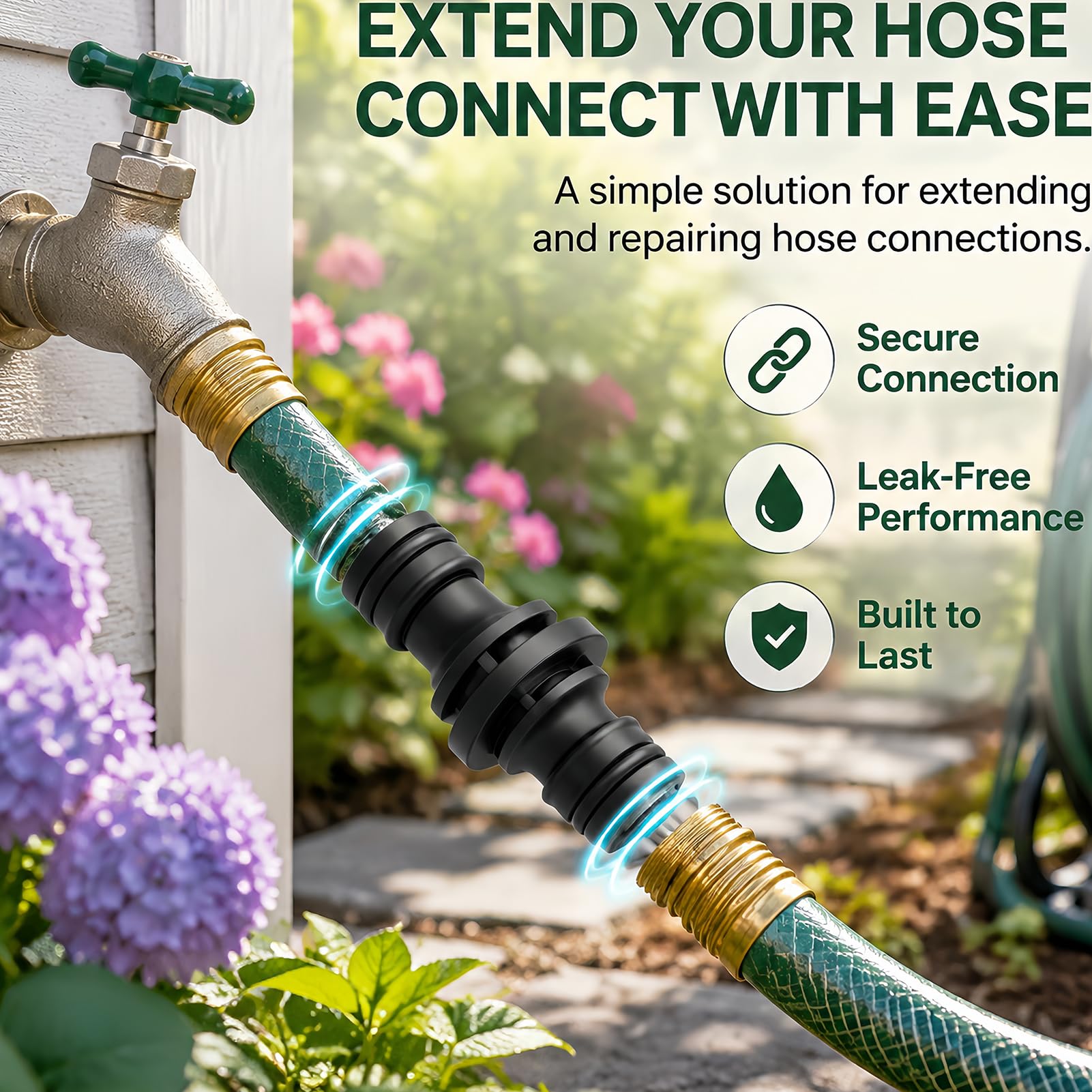 10 acopladores de manguera de 1/2 pulgadas, conector doble para manguera de jardín, conector para manguera de jardín para riego, extensión de manguera de doble cara con conexión rápida
