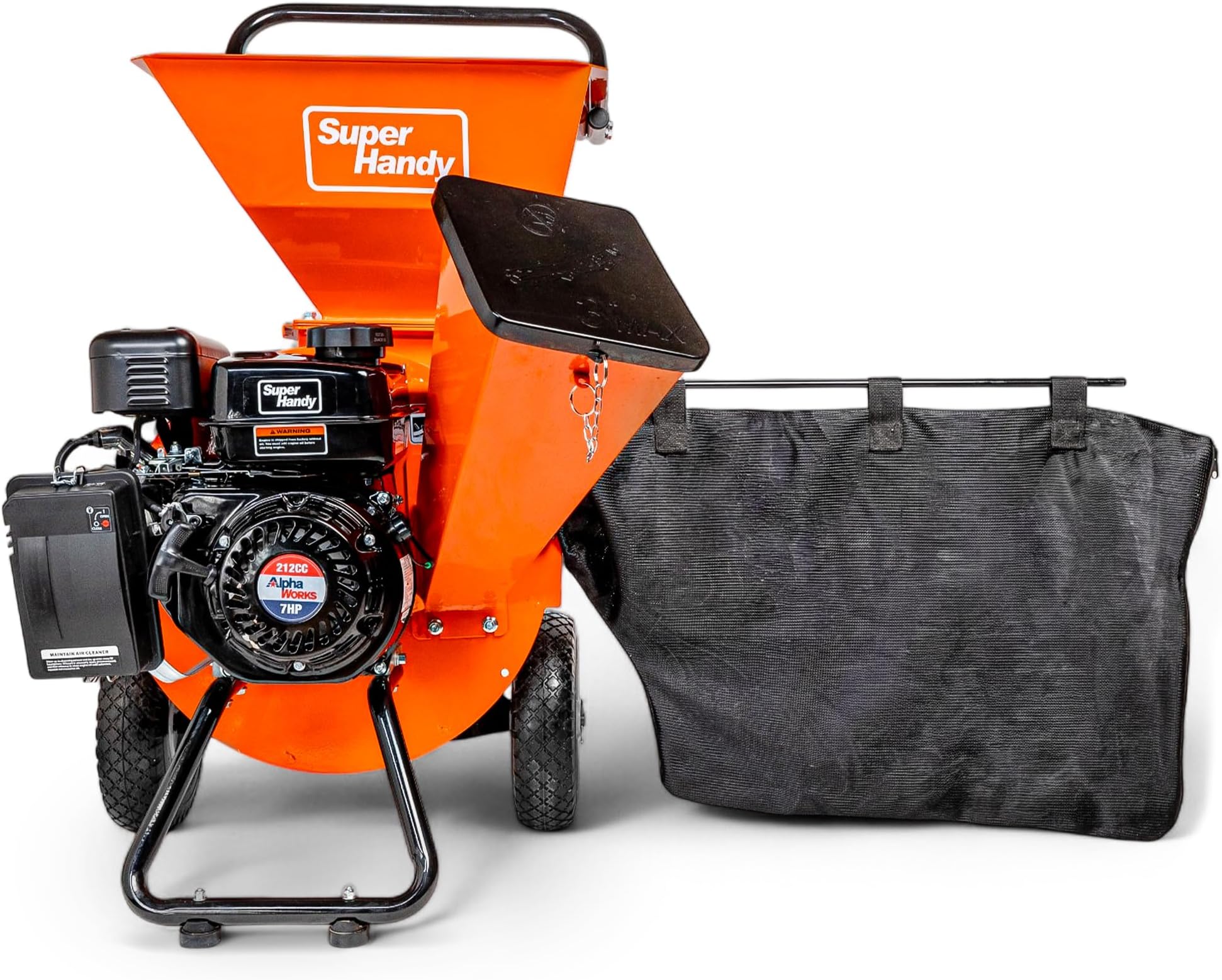 SuperHandy Wood Chipper Shredder Mulcher Ultra Heavy Duty 7HP 3 in 1 Multi-Function 3" Inch Max Capacity (Amazon Exclusive)
