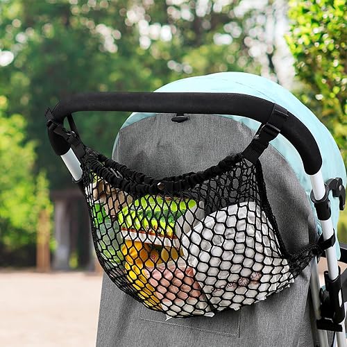 Miniatura 6 de Accmor Organizador universal para cochecito, bolsa de malla de red de poliéster para Uppababy, Nuna, Britax, Doona, cochecitos, antideslizante,