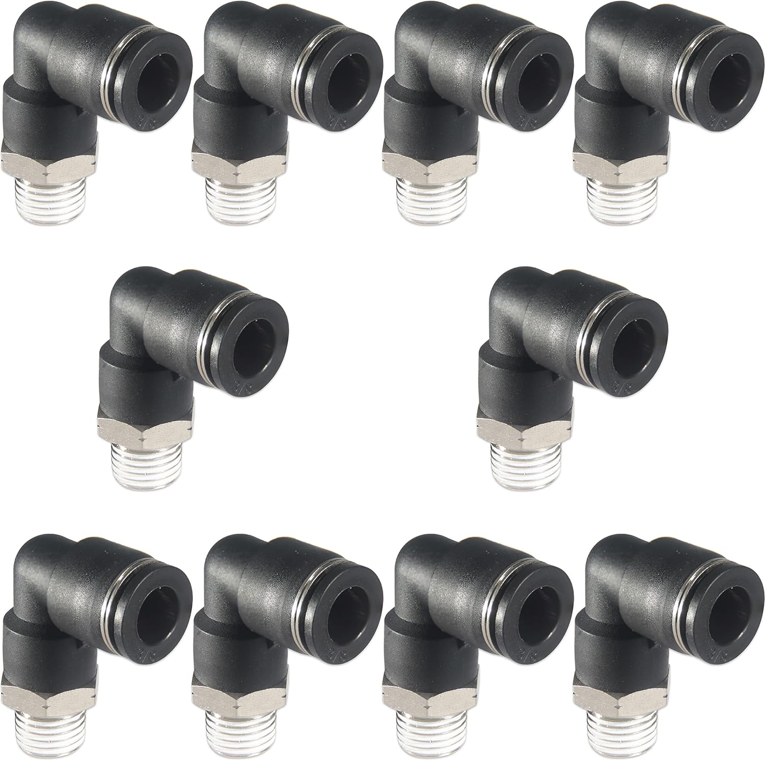 MSAEIQUN 3/8 Air hose fittings, Air fittings Male Elbow 3/8 Inch Tube