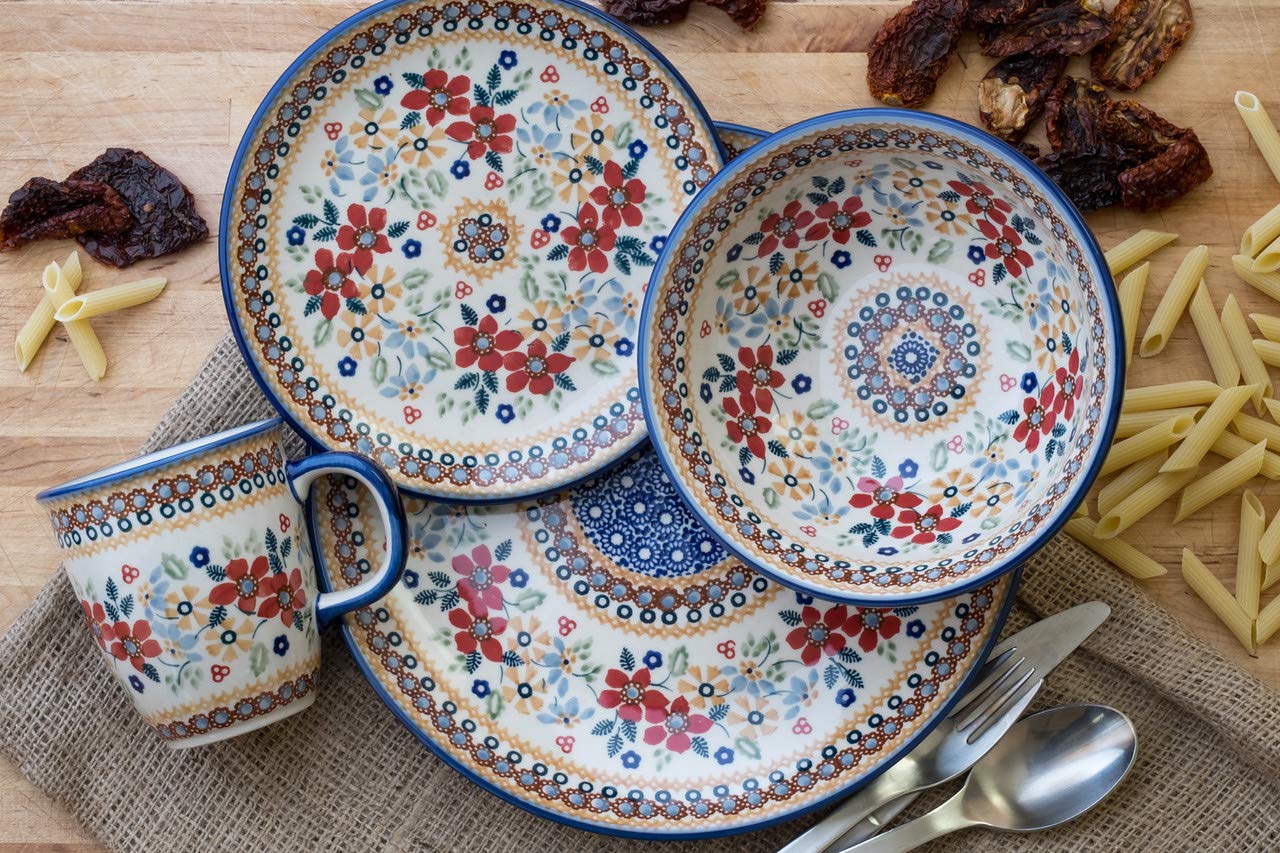 Amazon.co.jp: ポーランド食器レッドデイジー4 Piece Dinner Set