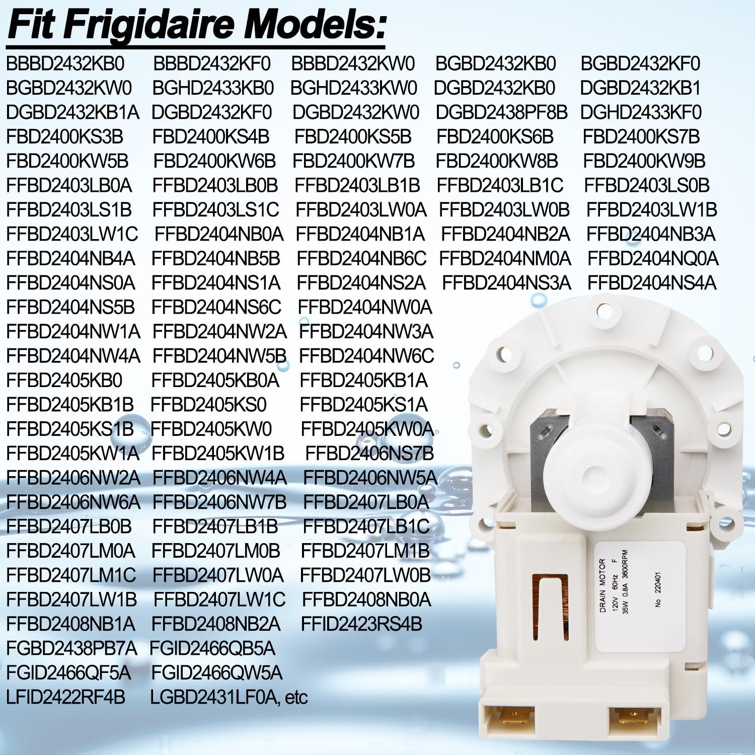 Wymiana pompy spustowej zmywarki dla Frigidaire FGHD2433KF1 FGHD2465NF1A FFCD2413US2A FGID2466QF4A FFBD2406NS0A FFBD2406NB7B FGID2466QF5A FFBD2406NW0A FFID2466QF5A FFBD2406NW0A FFID2466QF5A 423RS; 4B