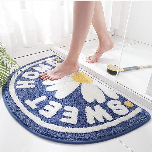 Miniatura 2 de Alfombras de baño de flores semicirculares florales de 17 x 28 pulgadas, absorbentes de margaritas, tapetes de baño de semicírculos para baño,