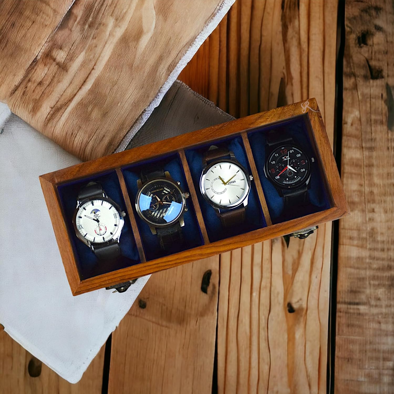 Royal Craft Expertise Handmade Superior Indian Rosewood Four slot Mens Watch Display Case Box for Men | Wooden Mens Watch Box | Handmade Cushions - Made for Special Peoples and Events |