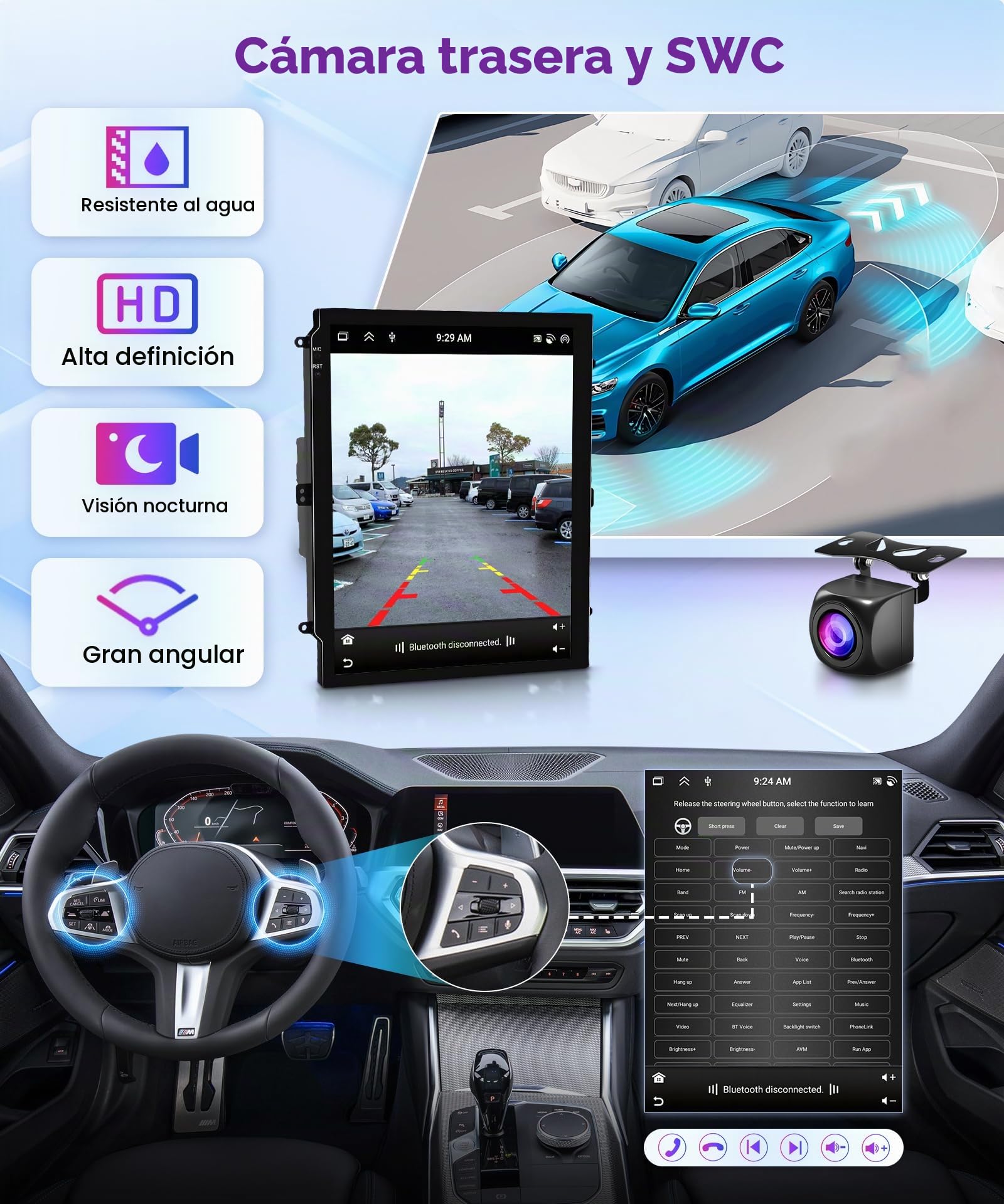 [8 Core 6+128G] Android 15 Radio Coche para Opel Astra J 2009-2016 9.7" Pantalla con Carplay Android Auto Inalámbrico FM/RDS/EQ GPS WiFi Mirror Link Bluetooth Controles del Volante Cámara Trasera