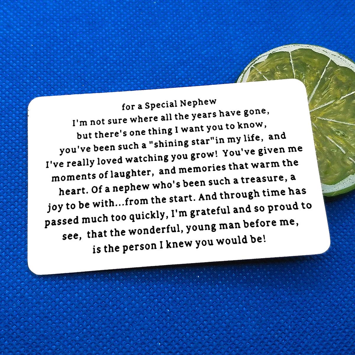 Nephew Inspirational Gift from Aunt Uncle, Engraved Wallet Card Insert