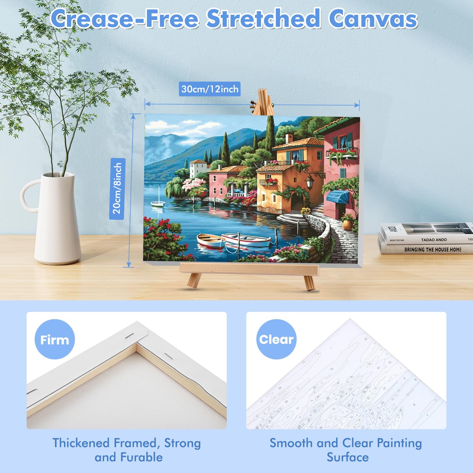 Lxmsja Framed Paint by Numbers for Adults Beginner with Wooden Easel Landscape Painting by Numbers for Adults on Canvas DIY Acrylic Painting Kit Art and Crafts for Home Wall Decor 8x12inch - Image 3