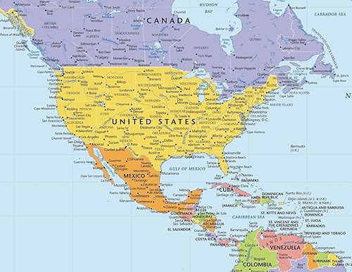 Miniatura 2 de Mapa del mundo, despegar y pegar, autoadhesivo, extraíble, reposicionable, clásico mapa de pared grande (36 x 24 pulgadas)