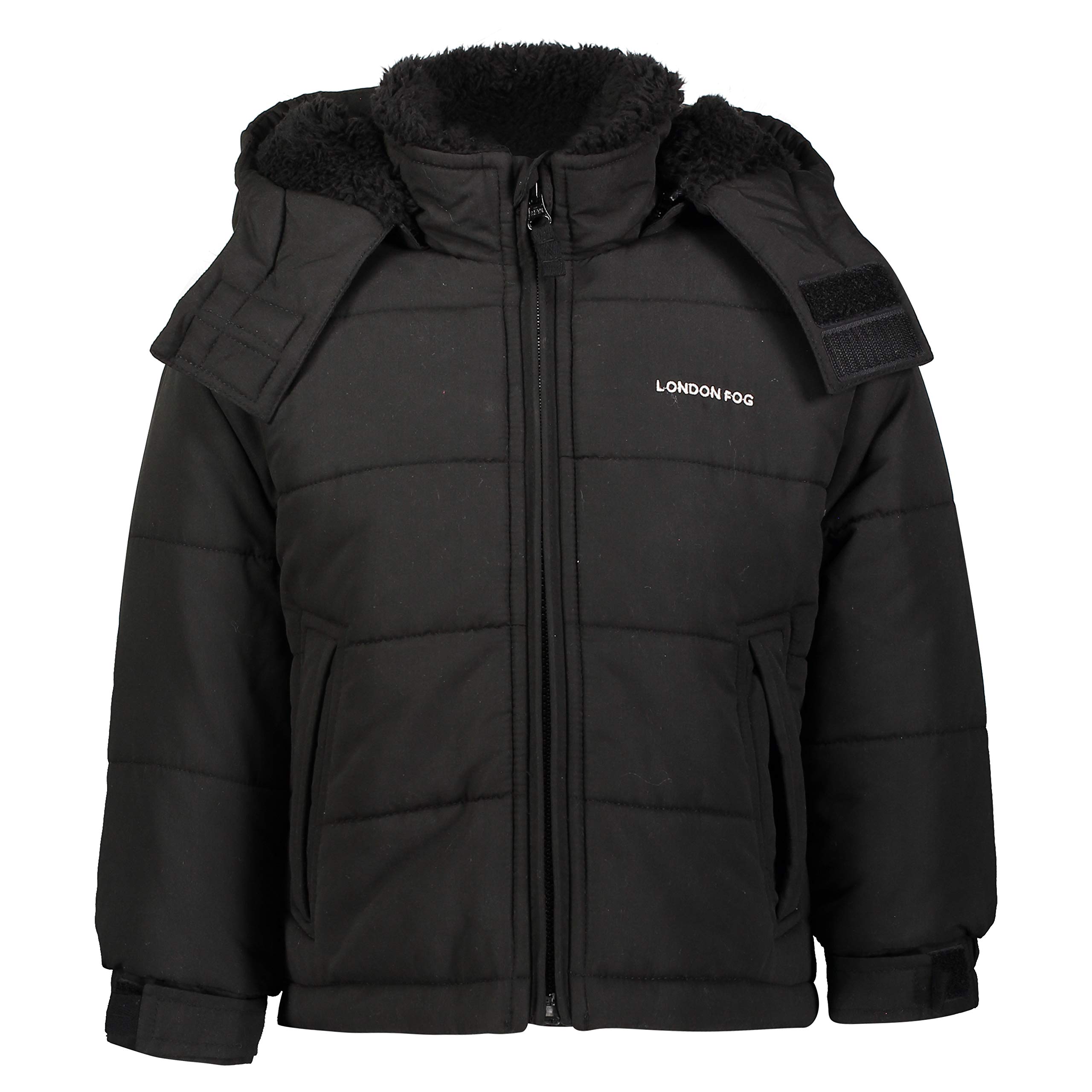 LONDON FOG baby boys Active Puffer Winter Coat Jacket, Solid Black, 18 Months US