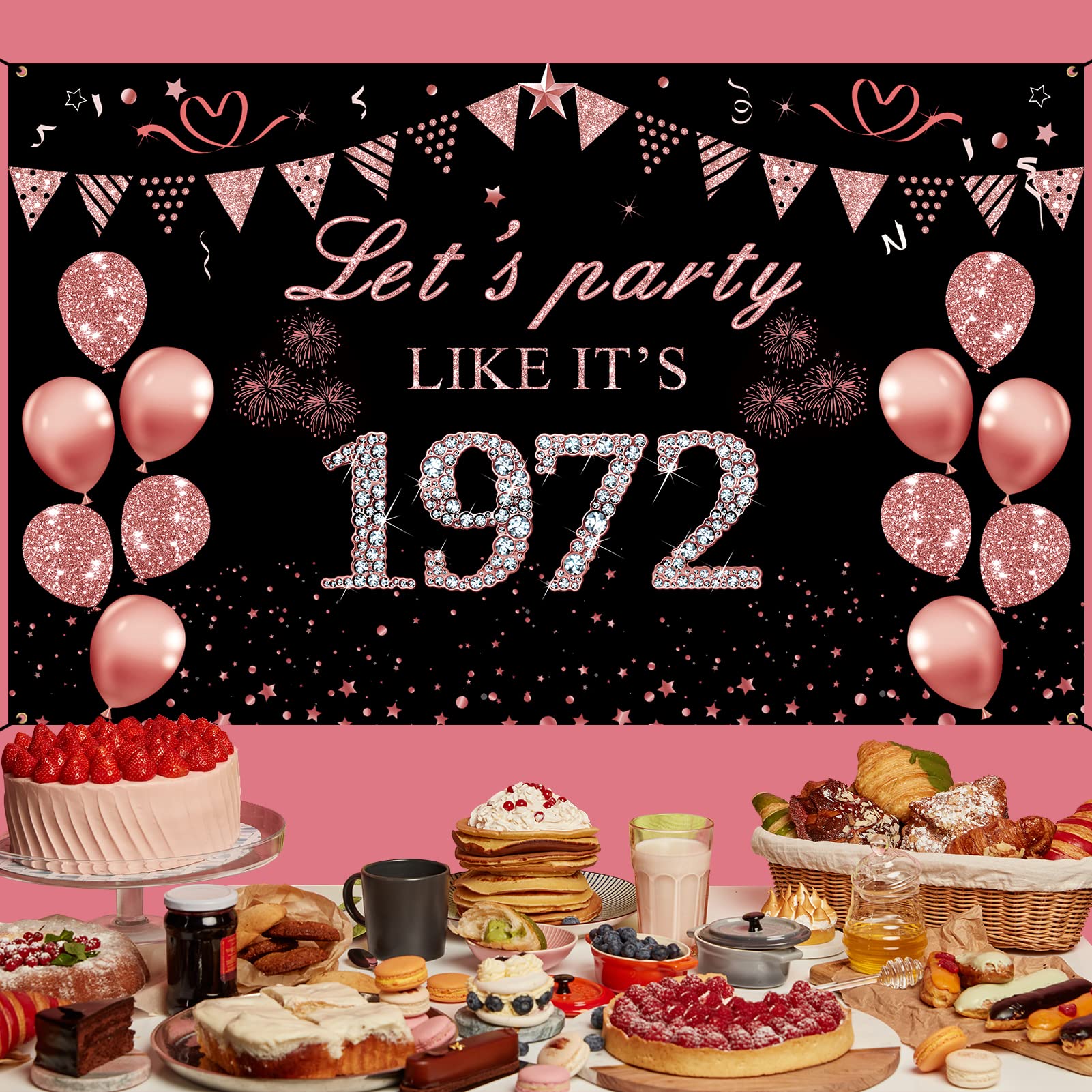 1972 Vintage Birthday Backdrop - 50th Birthday Decor With Canada Fun Facts, 71x43 Inches - View #7