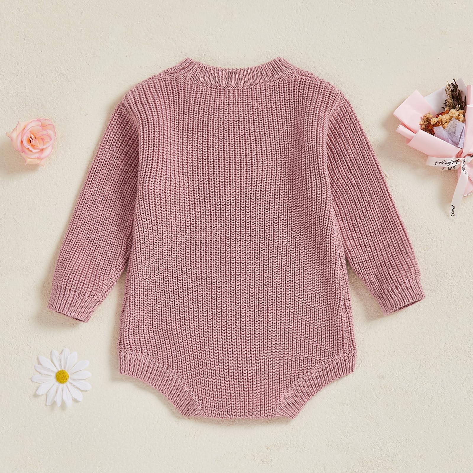 Maglione per neonata Sorella minore ricamo fiore manica lunga girocollo pagliaccetti lavorati a maglia neonato autunno inverno body ragazze tuta 0-12 M