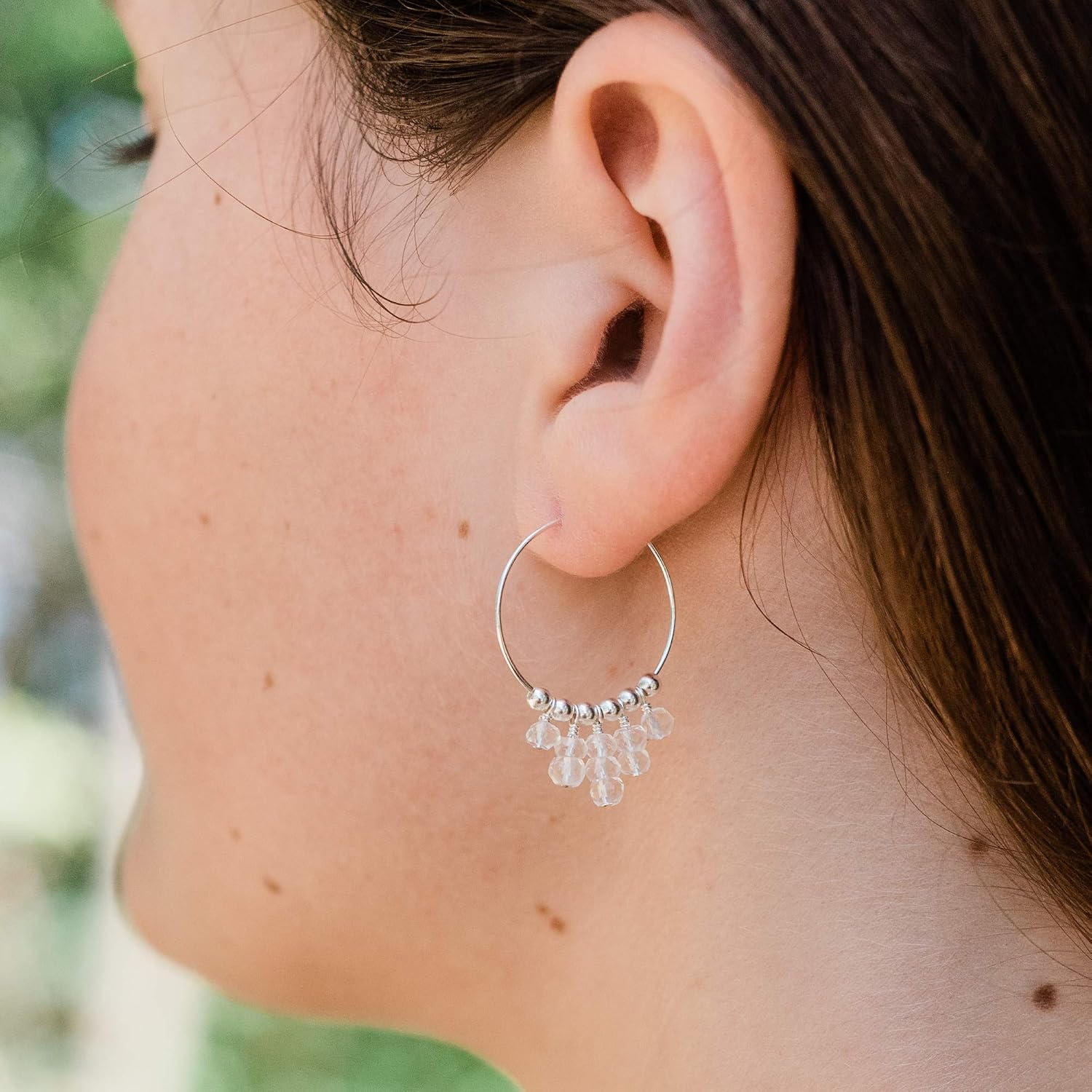 Crystal Quartz Hoop Earrings in Sterling Silver