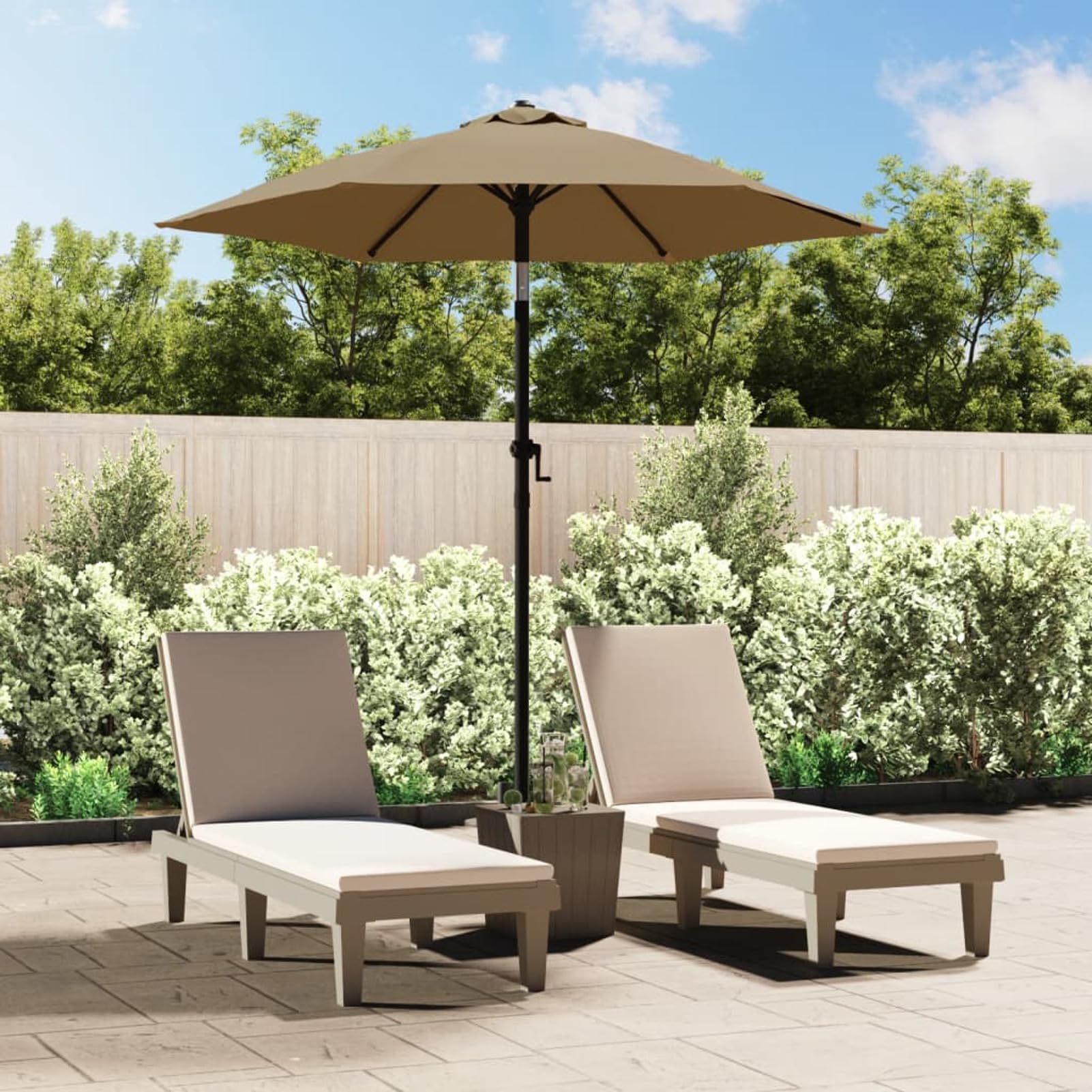 Homgoday Sombrilla de Aluminio Gris Topo 200x224 cmSombrilla de Jardín, Protección UV Sombrilla Jardín Grande Orientable Jardín Parasol Balcón