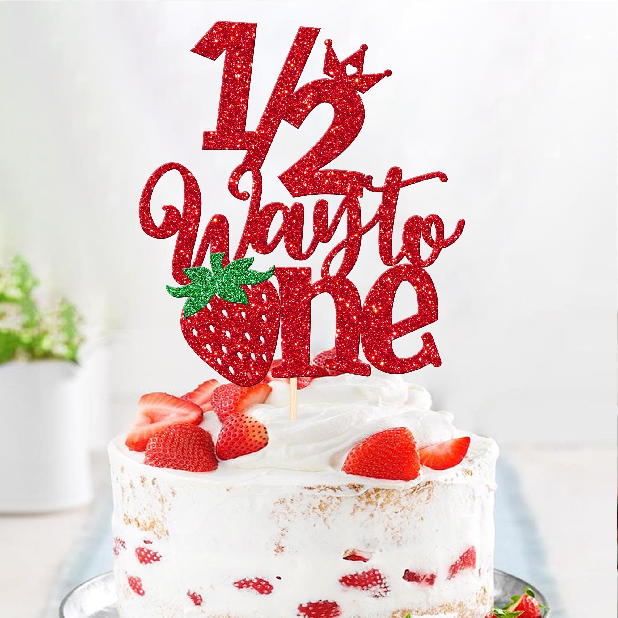 Amazon.com: 1 PCS Strawberry 1/2 Half Way to One Cake Topper