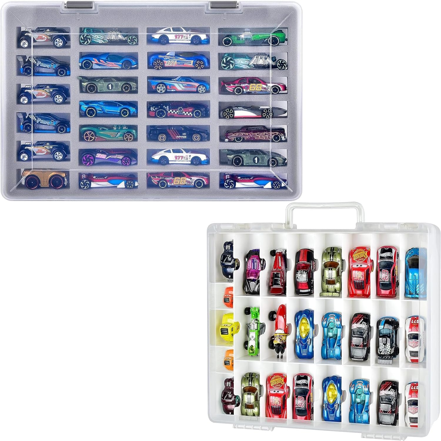 FULLCASE Toys Organizer Storage Compatible with Hot Wheels Car, Container for Matchbox Cars, Mini Toys, Small Dolls (Box Only) - 2 Pack