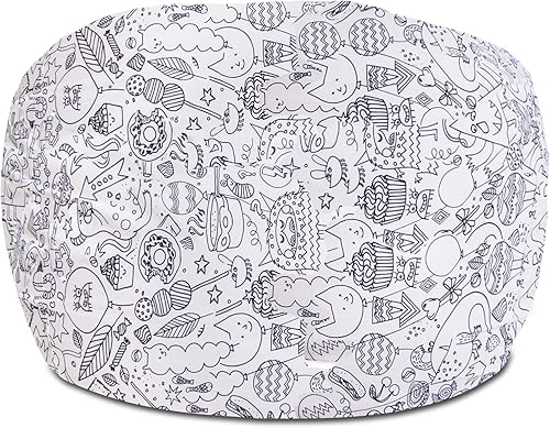 Miniatura 30 de Posh Creations Puf estructurado cómodo para jugar, leer y ver la televisión, puf clásico redondo de 100 pulgadas, microgamuza, gris carbón Criaturas