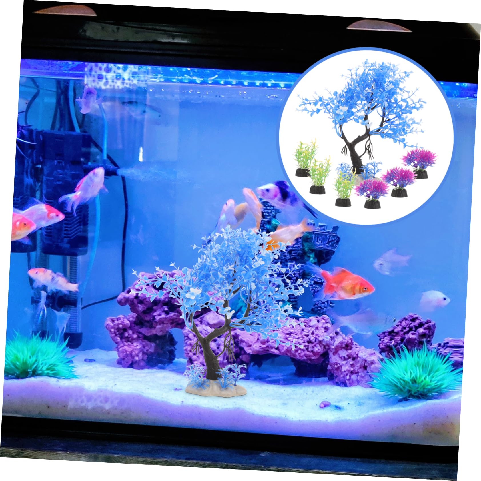 Zerodeko 4 Set Simulazione Di Piante Acquatiche Accessori Per Acquari Decorazioni Per Acquari Decorazioni Per Piccoli Acquari Piante D'Acqua Dolce Decorazioni UV Per 7 pezzi*4