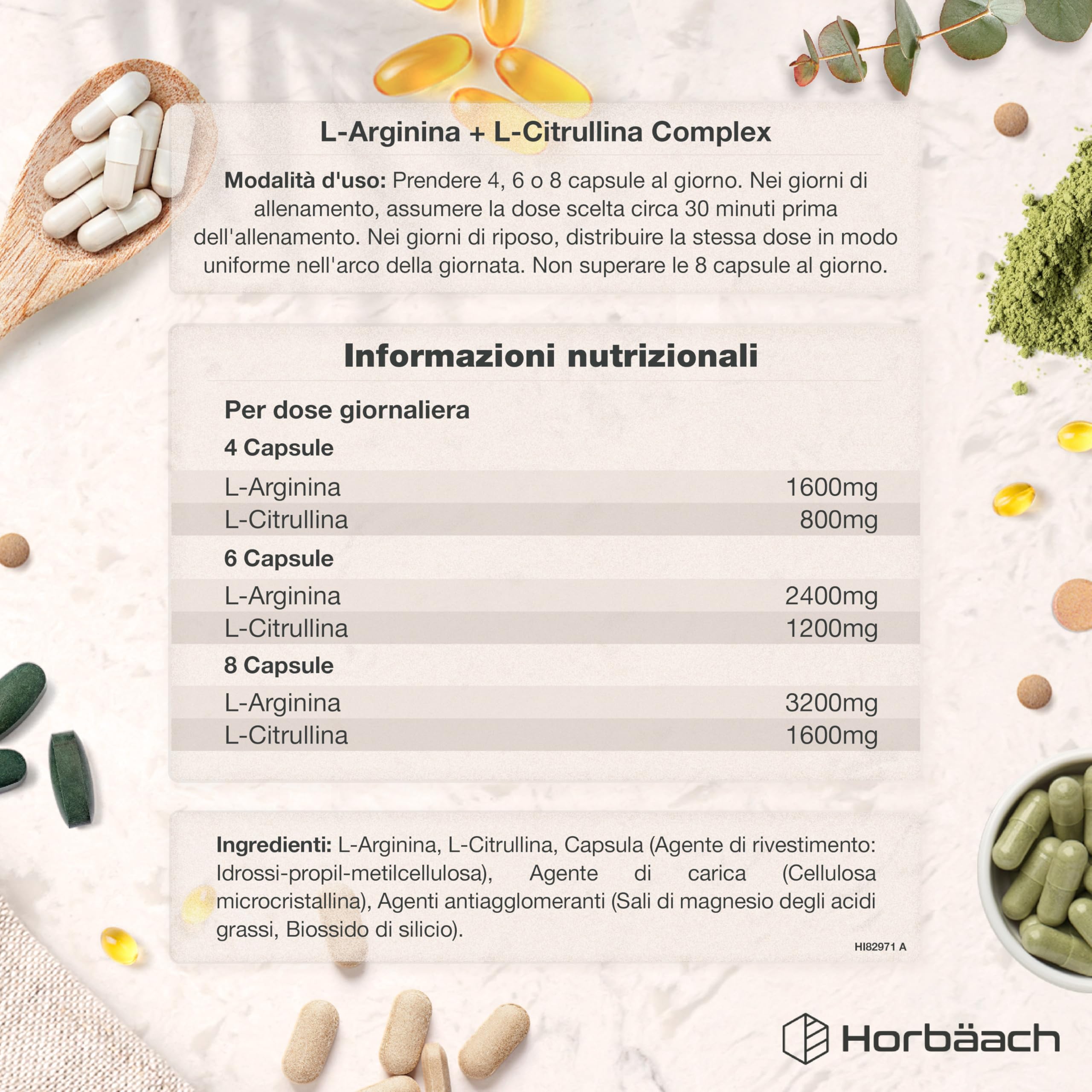 L Arginina e Citrullina 4800mg | 360 Vegano Capsules | Complesso di amminoacidi | Arginina Citrullina | Horbaach