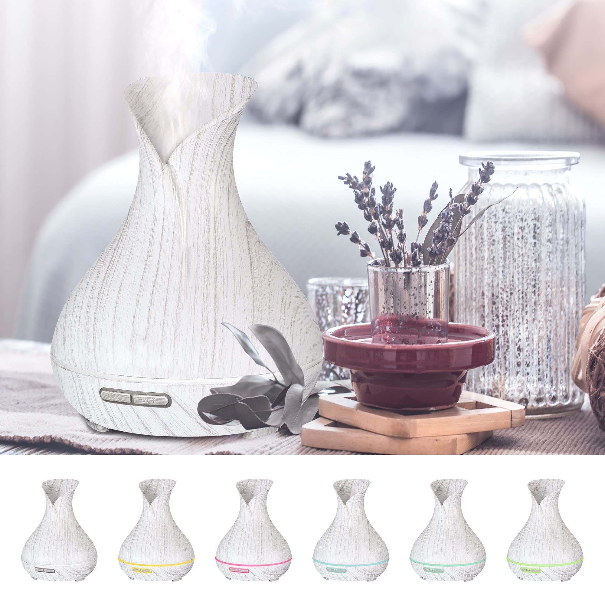 Vulcan Diffusore di aromi con LED | colore Legno bianco 350ml