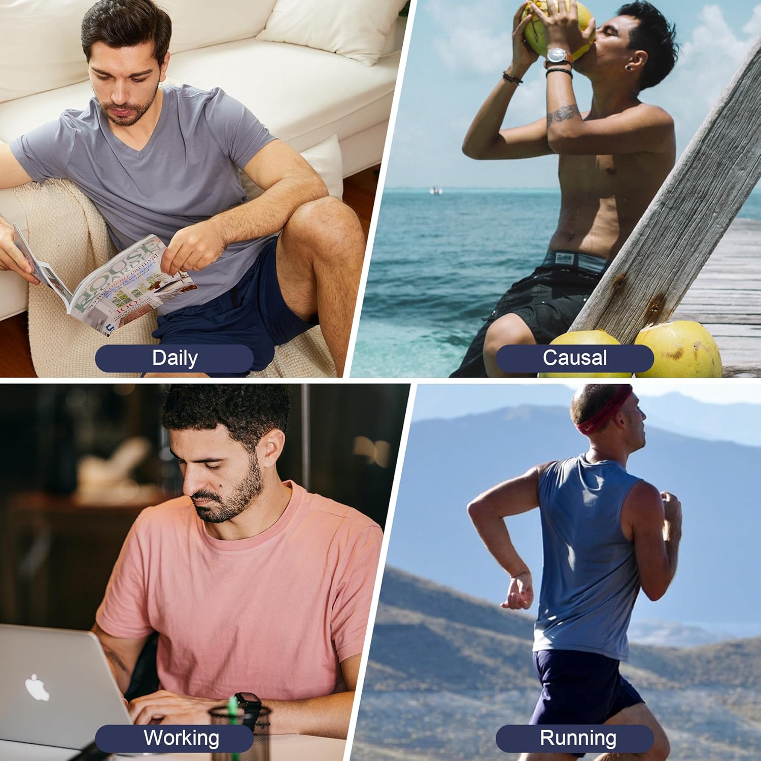 BAMBOO COOL Men's Pajama Bottoms Soft Comfy Breathable Lightweight Sleepwear Lounge Pajamas Shorts with pockets 2 Pack - Image 5