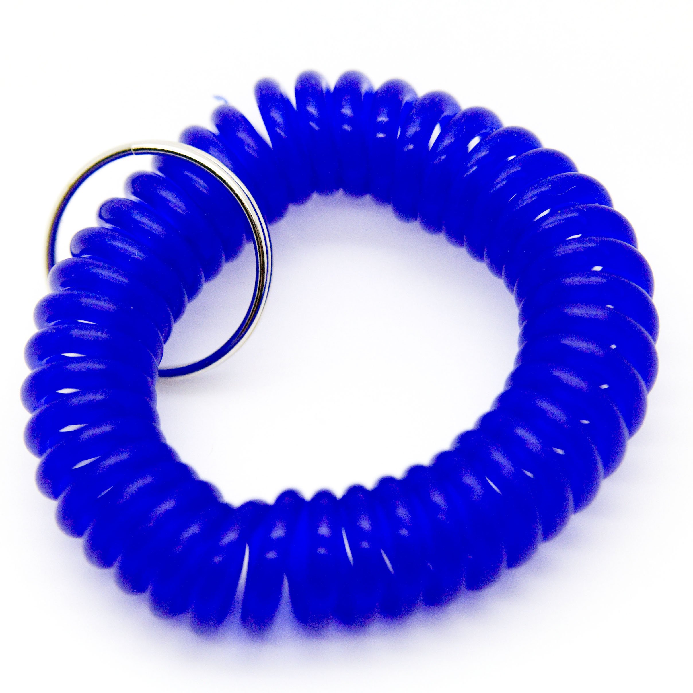 ONDEPOT 50PCS Blue Color Soft Spring Spiral Coil Elastic Wrist Band Key Ring Chain