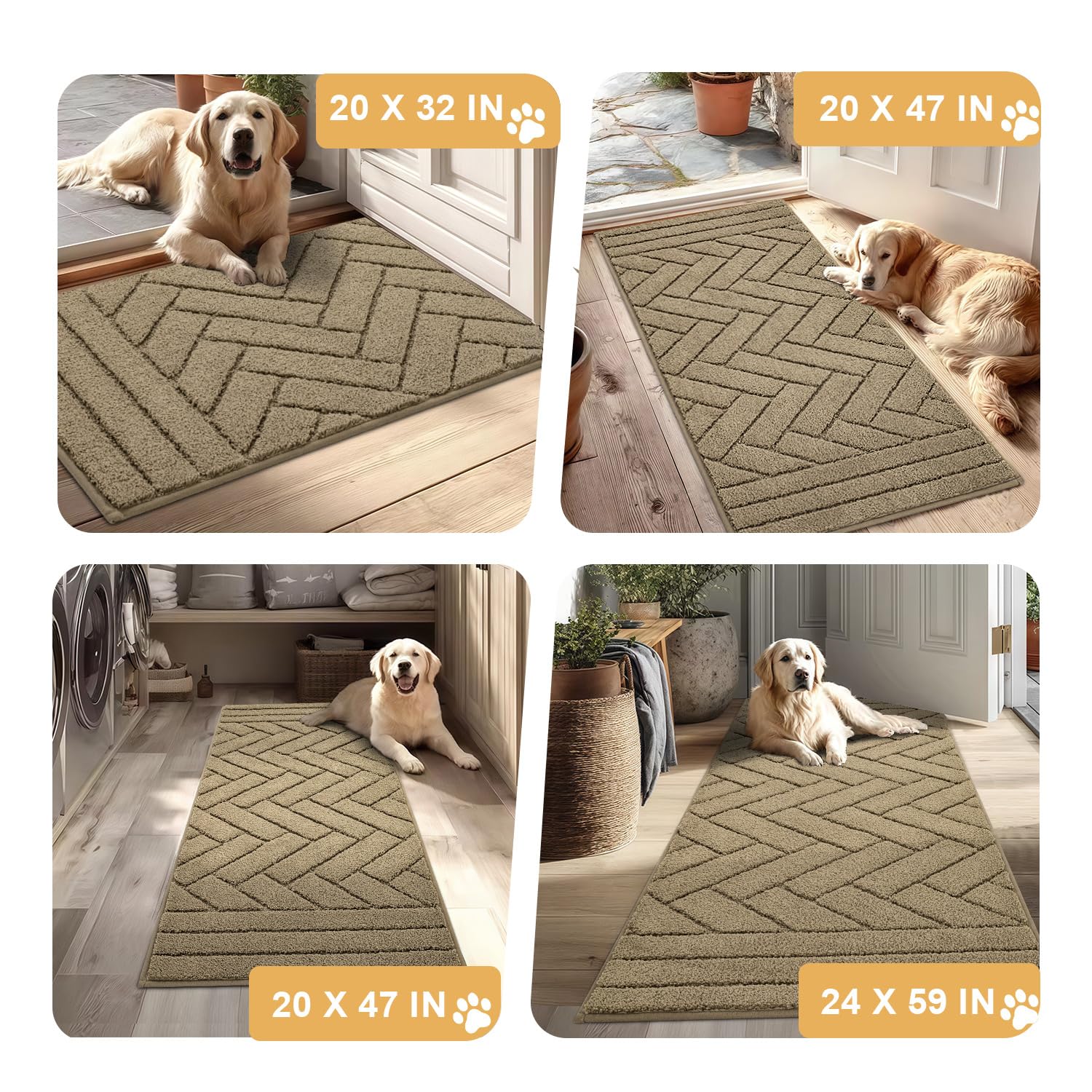 Tindbea Hundematte für schlammige Pfoten, absorbiert Feuchtigkeit und Schmutz, rutschfest, waschbar, Schlammmatte für Hunde, weiche Gummi-Rückseite, Haustierteppich für Eingangsbereich,