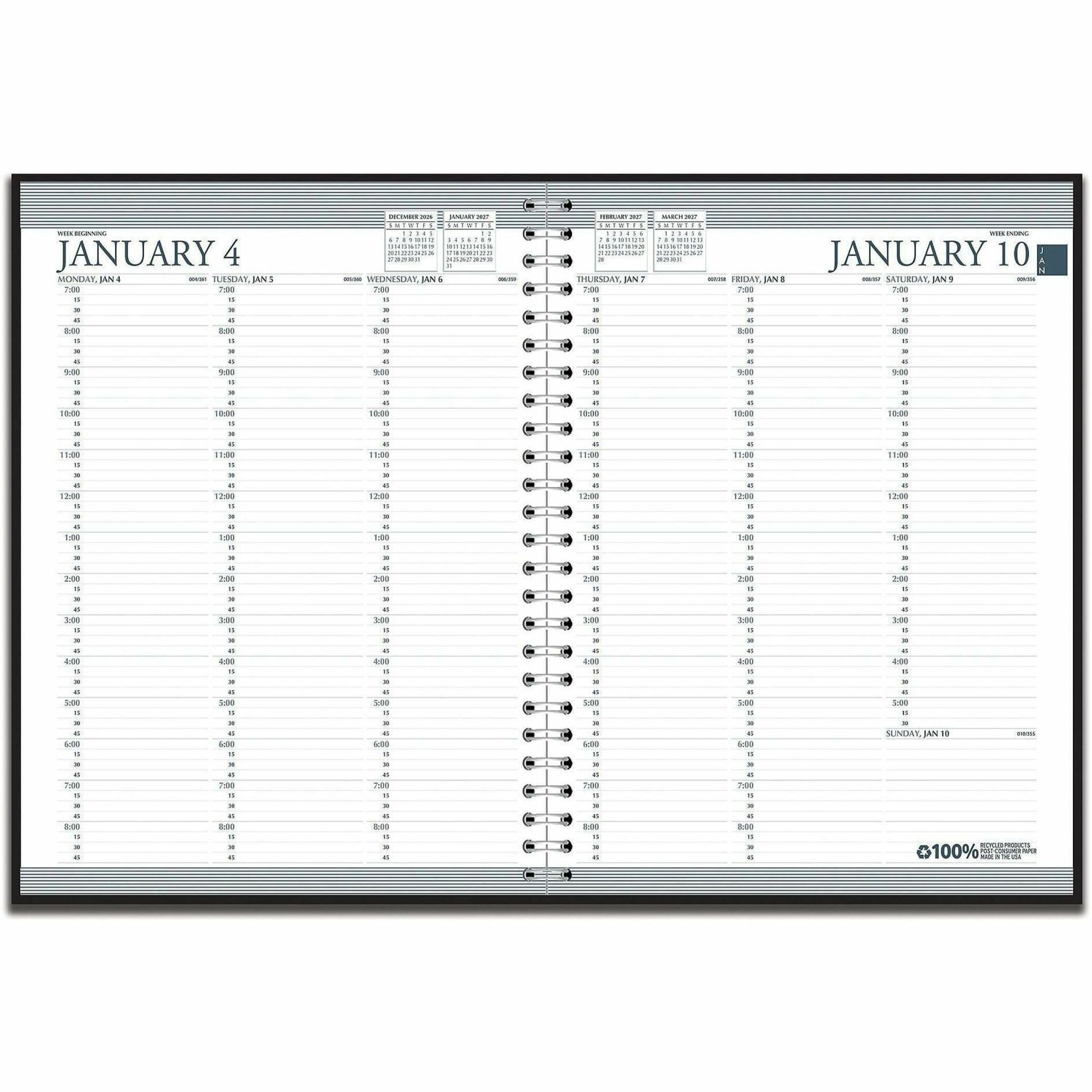 House of Doolittle Planificador semanal profesional de dos años 2023-2024, negro, 8.5 x 11 pulgadas, enero a diciembre (HOD272002-23)