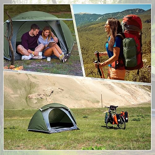 Miniatura 7 de Tienda de campaña para 1 persona para camping, tienda de campaña de mochilero con fácil instalación, tiendas de campaña de 3 a 4 estaciones, tienda