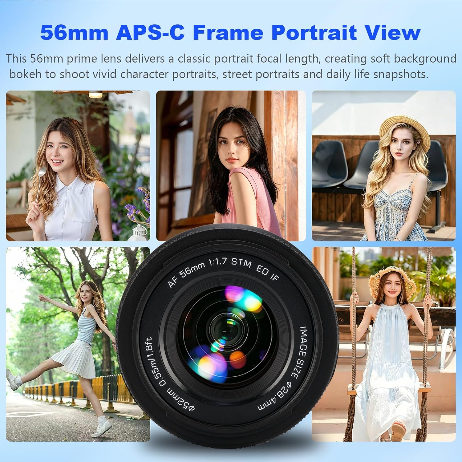 VILTROX AF 56mm F1.7 E Mount Prime Lens, APS-C Large Aperture Auto Focus Portrait Lens, STM Silent Motor for Sony ZV-E10 A6400 A6600 A6700 A7IV A7RV, Ideal for Vlog Portrait Street Travel Photography