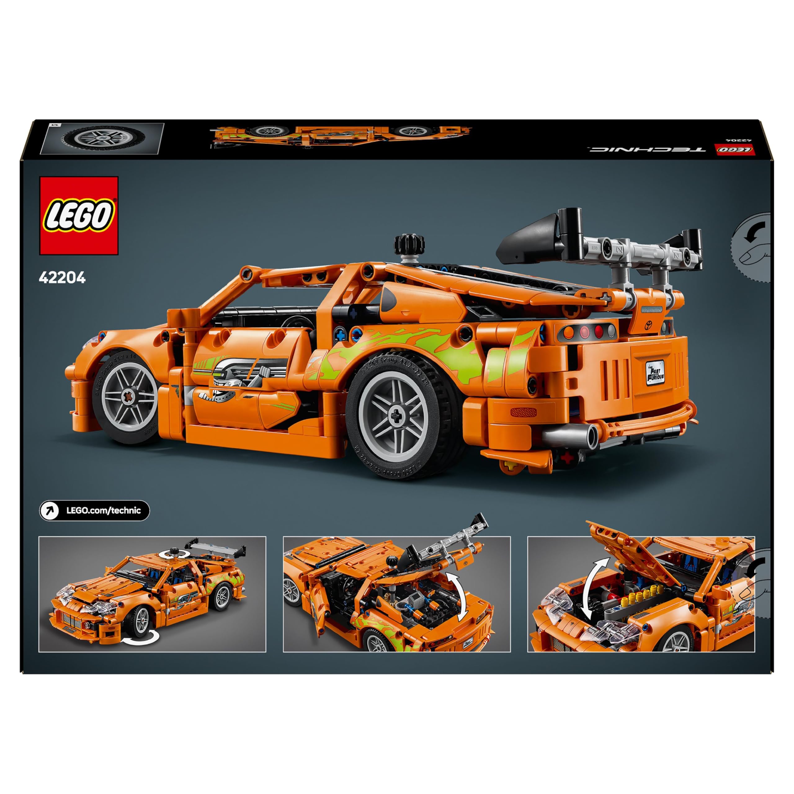 LEGO Technic Fast and Furious Toyota Supra MK4 42204 | Model filmowego auta, klocki konstrukcyjne, prezent dla fana motoryzacji, zabawka edukacyjna dla dzieci 9+, 810 elementów