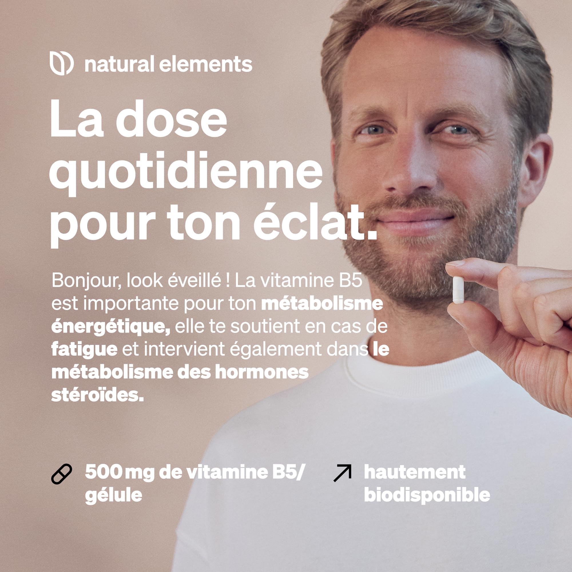 Vitamine B5 – 240 gélules – 500 mg d’acide pantothénique hautement dosé – végane – produit et testé en laboratoire en Allemagne
