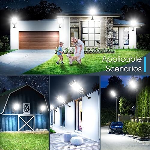 Miniatura 7 de Farolas solares impermeables para exteriores, 30000 lúmenes, 6500 K, luces LED con sensor de movimiento, luces de inundación solares con control