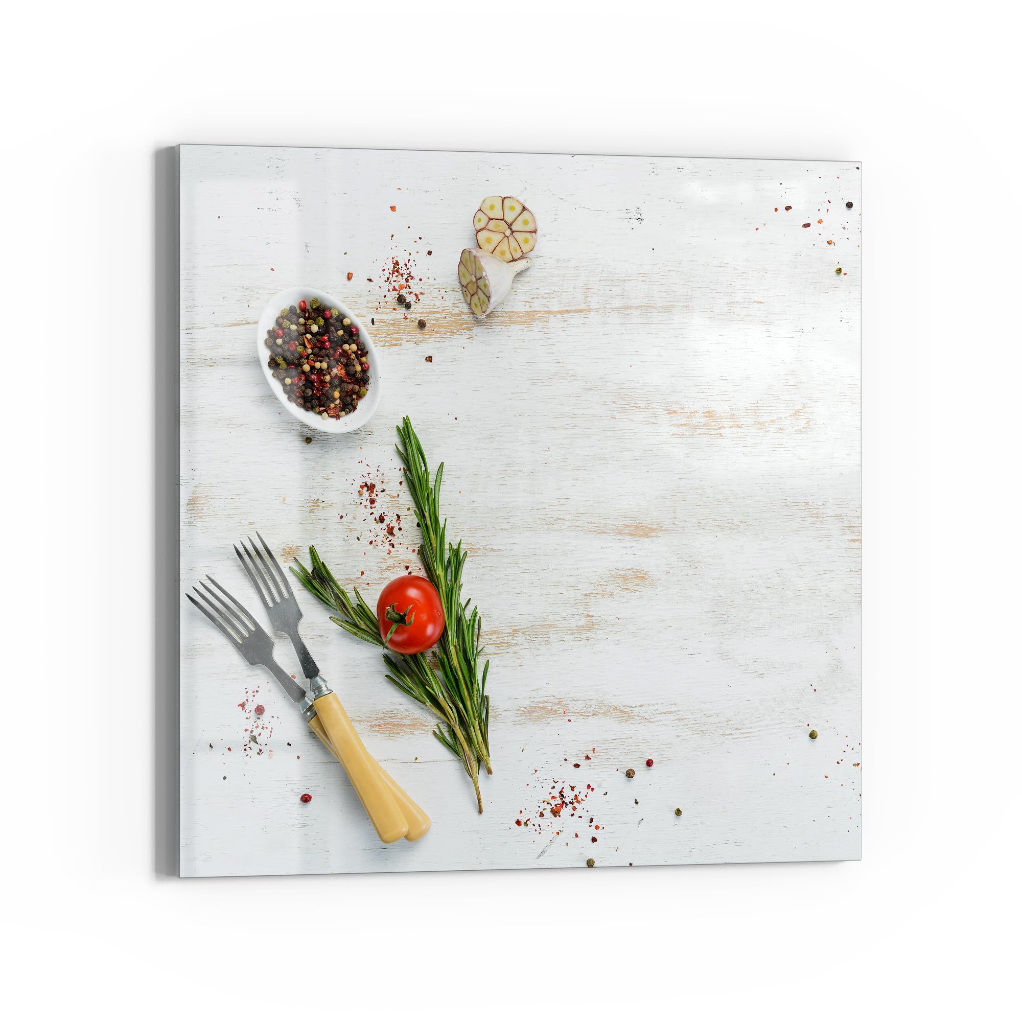 DEQORI Glas-Magnettafel | 30x30 cm groß | Motiv Küchenkräuter und Gewürze | Memo-Board aus Glas | Magnetboard inkl. Magnete, Stift & Tuch für Küche & Büro | Tafel magnetisch & beschreibbar