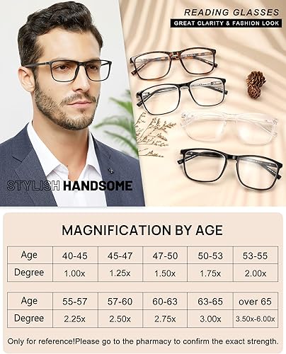 Miniatura 5 de MARE AZZURO Men's Lightweight Reading Glasses Designer Readers 1.0 1.25 1.5 1.75 2.0 2.25 2.5 2.75 3.0 3.5 4.0 5.0 6.0