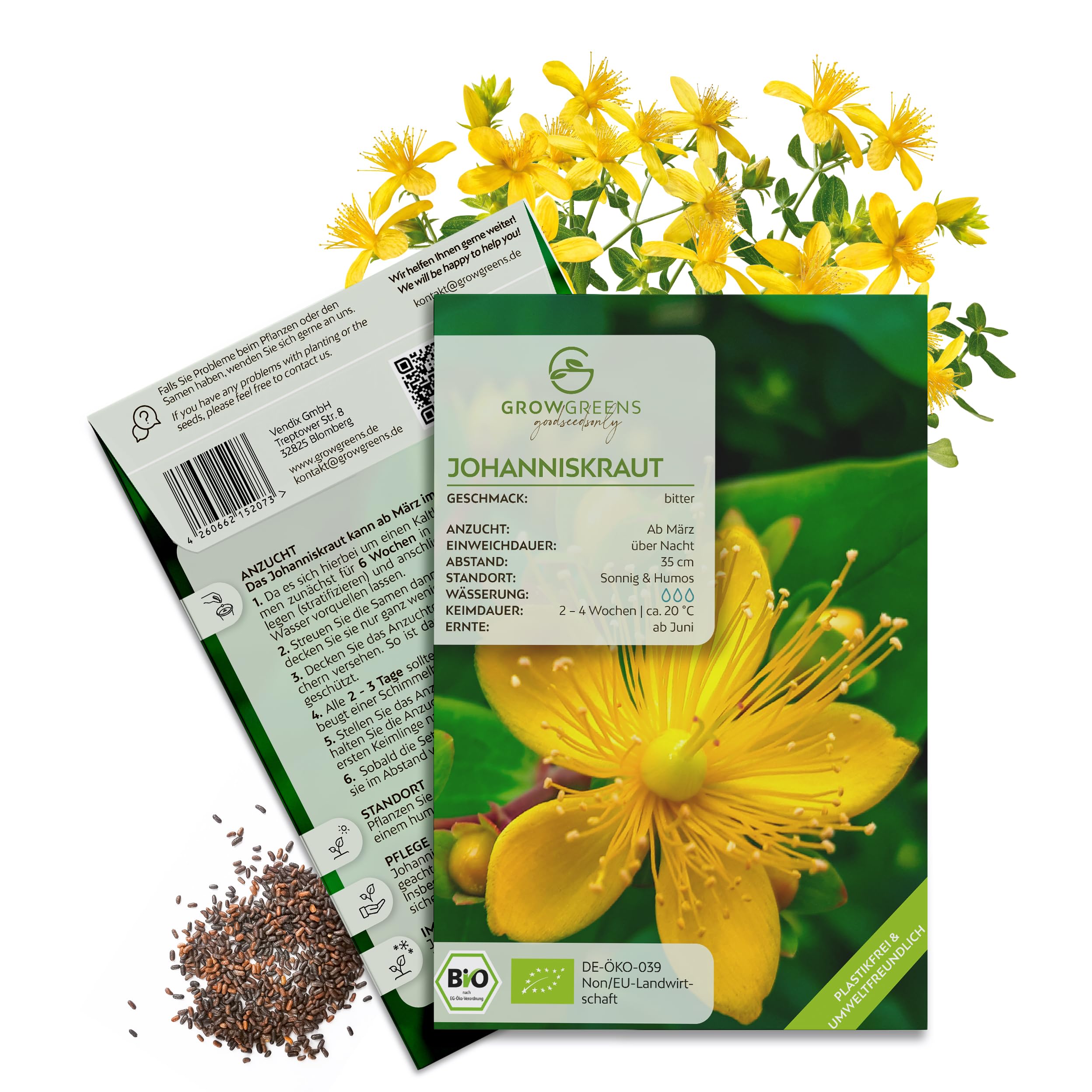 BIO Johanniskraut Samen - Heilkruter Saatgut aus biologischem Anbau ideal  fr den heimischen Krutergarten, Balkon & Garten (300 Korn) : Amazon.de:  Garten