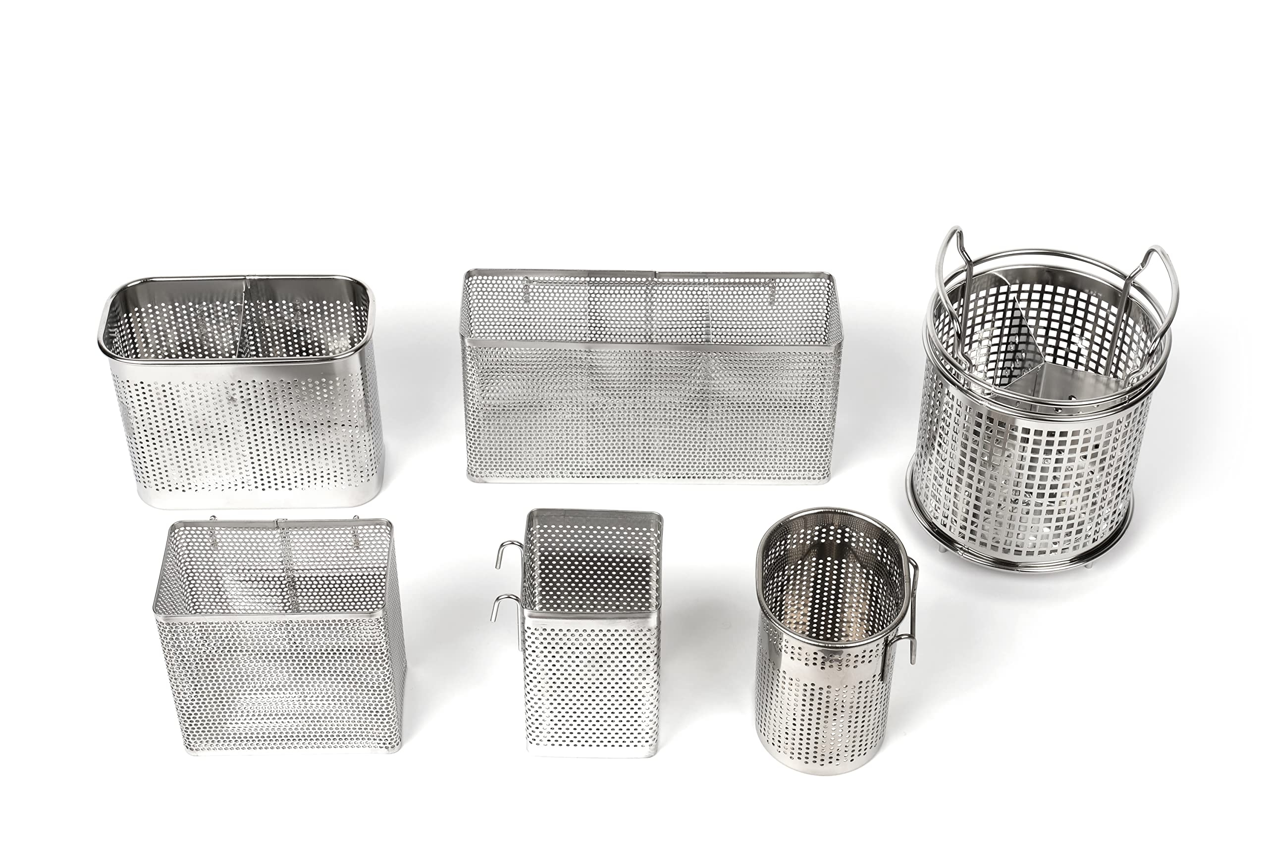 LENITH Soporte perforado para palillos de cocina con ganchos, almacenamiento de acero inoxidable 304 para organizador, apto para lavavajillas (pequeño rectangular)