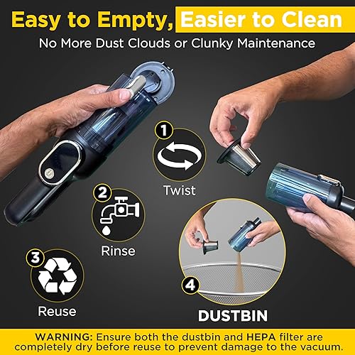 Miniatura 7 de Luminoire Aspiradora portátil inalámbrica, 18500Pa inalámbrica 2 en 1 aspiradora y plumero de aire, batería de 5000 mAh, motor sin escobillas de 130