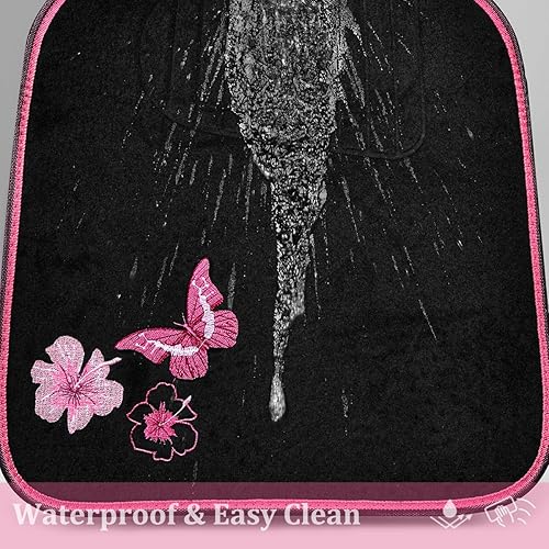 Miniatura 8 de CAR PASS Tapetes bordados de mariposas y flores, ajuste universal para 95% de automóviles, SUV, sedán, camionetas, para mujeres y niñas, juego de 4