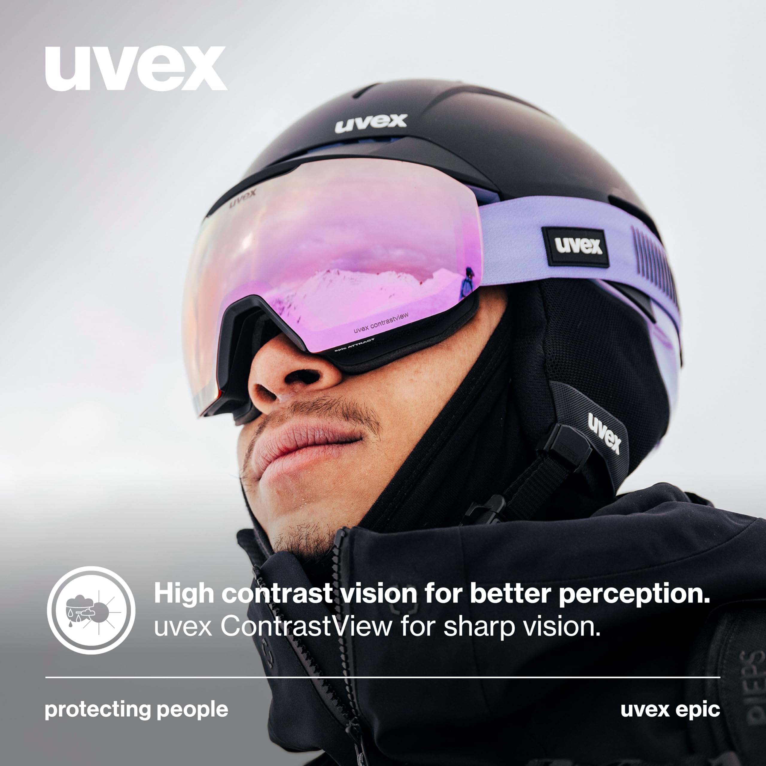 Uvex Epic ATTRACT - Maschera da sci con lenti intercambiabili, per sci/snowboard/tour, unisex, per ragazzi