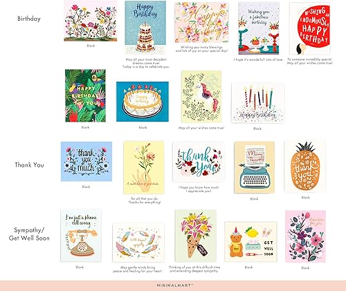 Miniatura 5 de – Organizador para surtido de tarjetas de felicitación, premium, 32 diseños únicos, cumpleaños, agradecimiento, que te mejores, felicitaciones,